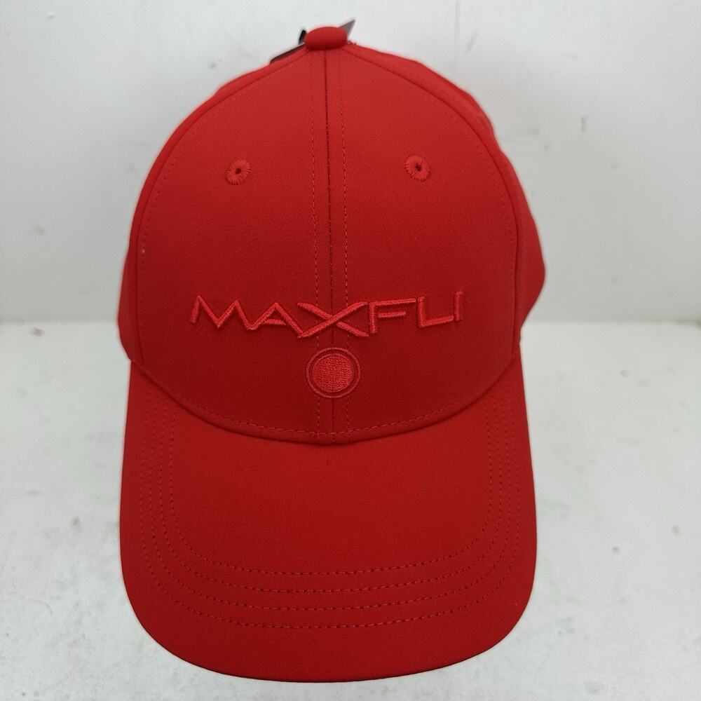 NWT Maxfli Tour Men's Tech Cap Red 3D Logo Golf Hat Strap Back OSFM